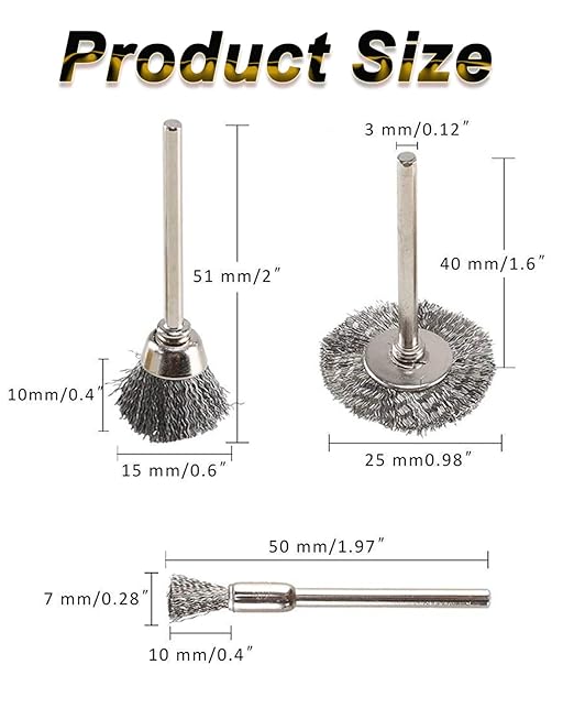 Rocaris 300 Pack Wire Brushes Set, Steel Wire Wheels Pen Brushes Set Kit Accessories for Rotary Tool