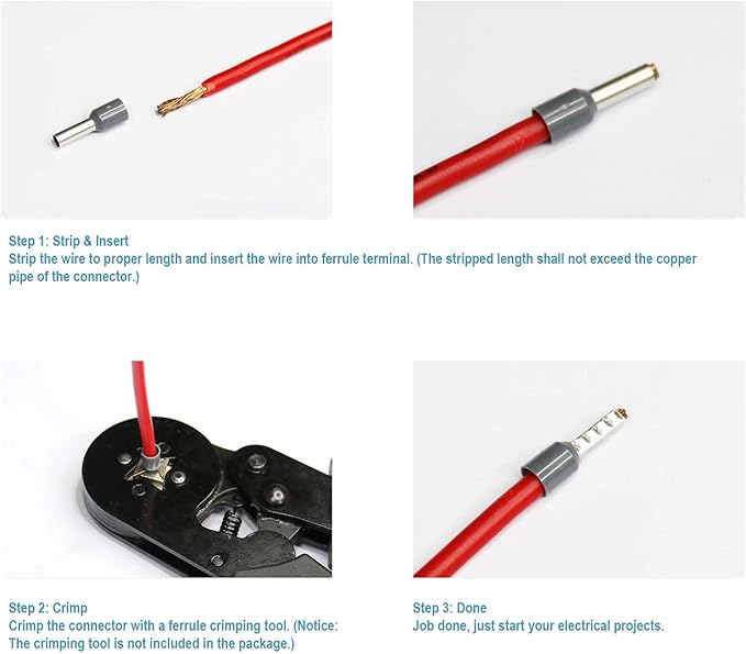 Wire Stripper and Crimping Tool, Automatic wire stripper for AWG10-24 (0.2-6mm2) coils, Self-Adjustable Ratchet Wire Ferrule Plier (6-4A) for AWG23-7 (0.25-10mm²) Terminals and 1800PCS Wire Terminals