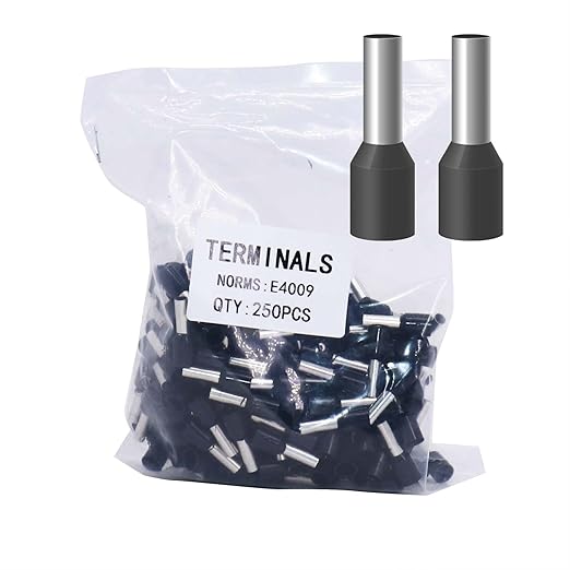 Fidioto AWG12 Wire Ferrules Terminals, 250pcs AWG12 Terminal Connector Wire Insulated Cord Pin Ends Terminals for Electric, Industrial, Chemical Industry, Power Control System, etc.