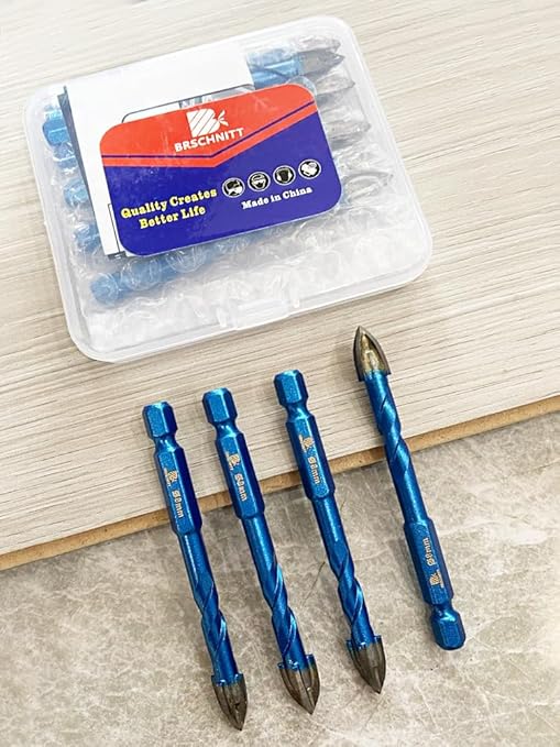 Masonry Drill Bit BRSCHNITT 10pcs Carbide Tips Concrete Drill Bit Set for Pots Bottles Ceramic Tile Glass Brick Ceramic Hex Shank