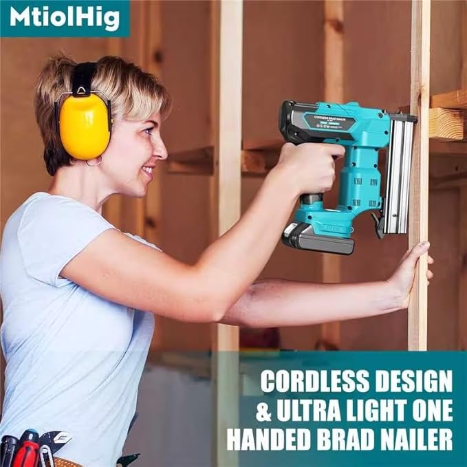 Cordless Brad Nailer for Makita 18V Lithium-Ion Battery, Powered Electric Nail Gun for Wood 18GA, Brushless Motor, 2 Mode, 18 Gauge 5/8 to 1-1/4 Inch, Lightweight and Ergonomic, Tool Only