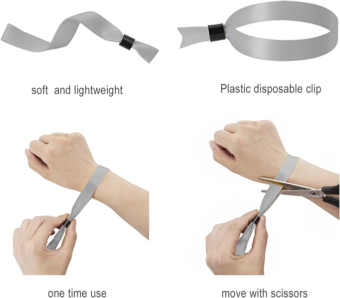 100 Pack Wrist Bands|Gray Wristbands for Events|Wristbands for Concerts Festival Admission Party|13.78” x 0.59”