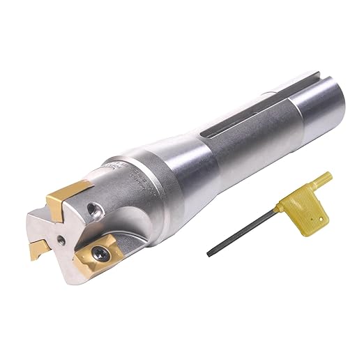 R8 Shank Indexable 1-1/4" End Mill, 1-1/4" Diameter 90 Degree High Speed Milling Cutter with Replaceable Carbide Insert