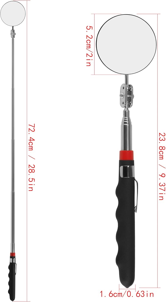 Telescoping Inspection Mirror Round Mirror Handle Tools Inspection Tool for Check The Condition of The Vehicle, Observe The Eyelashes, Mouth and Other Small Parts (Inspection Mirror 3PCS)