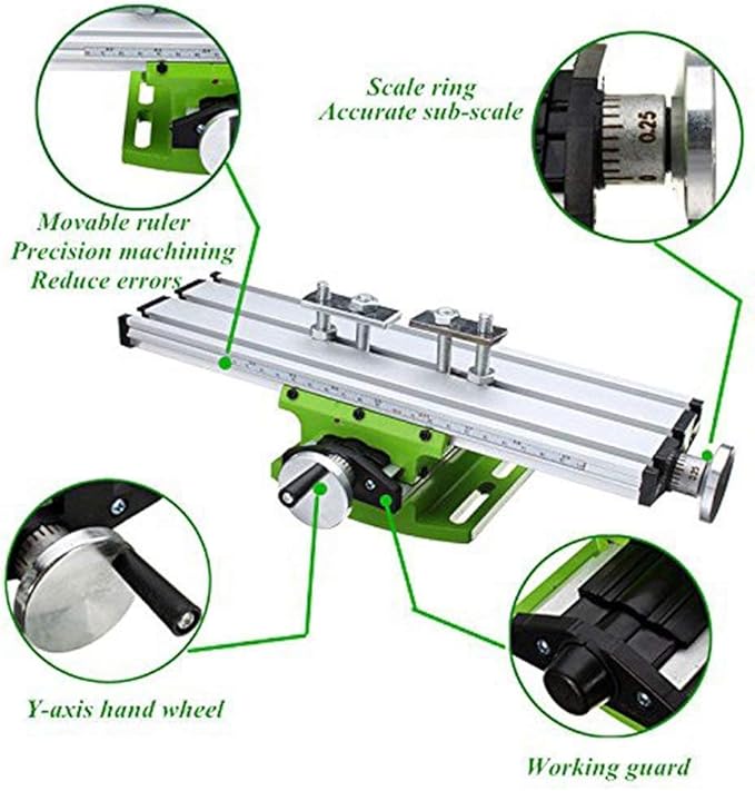 Mini Milling Machine Work Table Vise Portable Compound Bench X-Y 2 Axis Adjustive Cross Slide Table , for Bench Drill Press 12.2inches-3.54" (310mm 90mm)