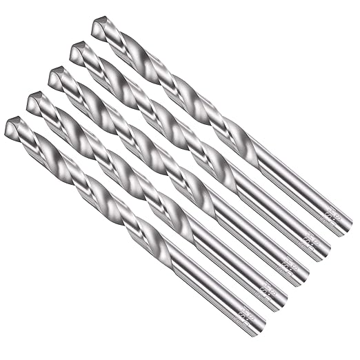 Drill Bit, 8mm Cutting Diameter, 4241 HSS 118° Cutting Angle Uncoated Bright Versatile Jobber Bits - (Applications: for Drilling Plastic Wood Soft Metal), 5-Pieces