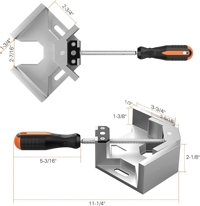 Right Angle Clamp, Housolution [4 PACK] Single Handle 90° Aluminum Alloy Corner Clamp, Clamps for Woodworking Adjustable Swing Jaw, Woodworking Tools Photo Frame Vise Holder, Gifts for Men Dad