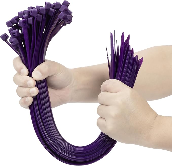 XINGO Purple 20 Inch Zip Ties Heavy Duty 100 Pack, 200 LBS Ultra Strong Plastic Wire Ties, Large Cable Ties Extra Long Tie Wraps, Indoor and Outdoor UV Resistant