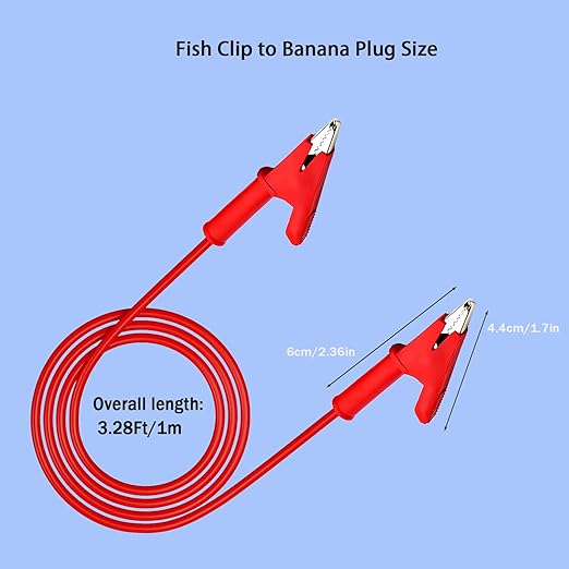 Alligator Clip Leads with Wires,Electrical Test Leads,Heavy Duty 12 Gauge Jumper Wires with Alligator Clips for Electrical Testing.(12AWG 3.28Ft 2PCS.)