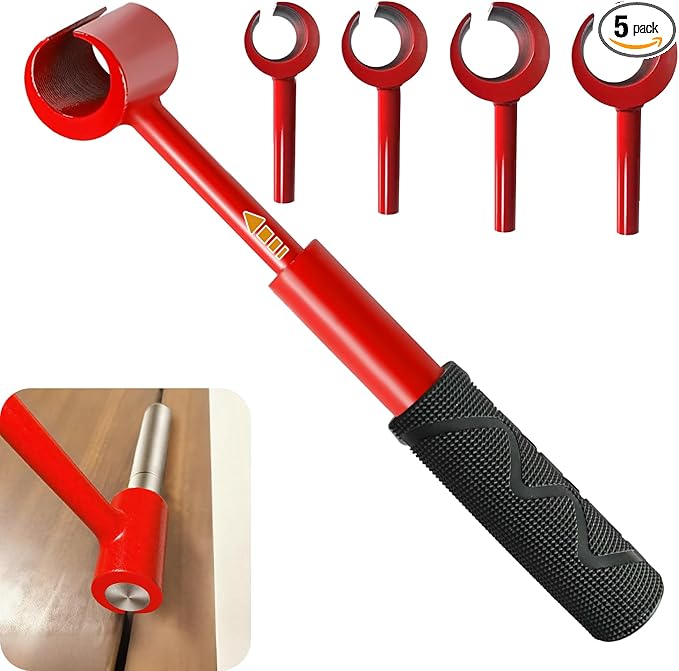 8-12in Telescopic Steel Door Hinge Adjustment Tool with Rubber Grip & 4 - Head Punch Set for Door Hinges