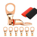 Battery Cable Ends, 8PCS 6 Gauge Wire Connectors 1/2 Copper Wire Lugs, Bare Copper Eyelets with Heat Shrink Tubing