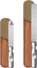 Metal Nail File (2 Pcs), Nail Files for Natural Nails & Toenails, Thick Nails Made of Stainless Steel, Double Sided Metal Nail Files with Anti-Slip Handle for Fingernail Toenail, Home or Salon Use