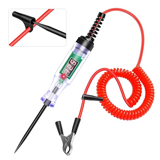 Vehicles Automotive Circuits Voltage Tester Pen Measurement Range DC 3.0V~DC 80.0V Resolution 0.1V with 3-Digits Displaying and Overload Prompting for Cars Trucks Motorbikes Electric Bicycles