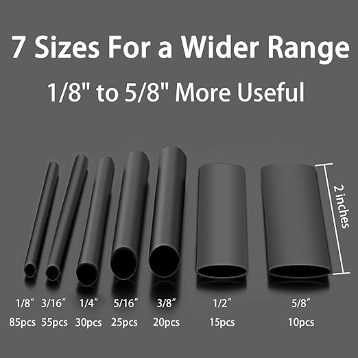 Heat Shrink Tubing Kit - 3:1 Ratio Adhesive Lined, Marine Grade Shrink Wrap Industrial Heat-Shrink Tubing - 240 PCS