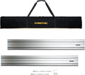 POWERTEC 110" Track Saw Guide Rail Joining Set for Kreg Track Saws, Include 2x55" Extruded Aluminum Guide Rail, 2 Rail Extension Connectors and Protective Carrying Bag (71992)