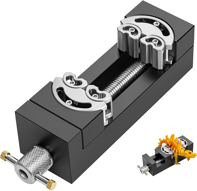 WhiteRhino Mini Vise Clamp,Smart Fractal Vise Drill Press Vise Bench Vise,Heavy Duty Self-Adjusting Aerospace-grade Aluminum Alloy&Precision CNC Machined— Crafts,Jewelry Making, Modeling,DIY,Repairs