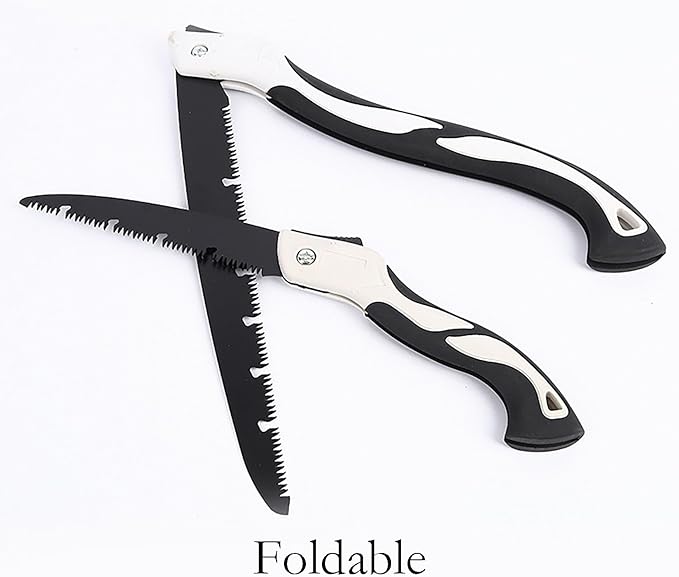 Folding Saw with Rubber Handle, 16.1 Inch Manganese Steel SK-5 Blade Pruning Saw for Hunting, Gardening, Camping and Trimming (blade 18cm)