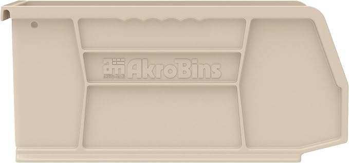 Akro-Mils 30230 AkroBins Plastic Storage Bins, Space-Saving Stackable Bins for Garage, Pantry, Craft Organization, 11-Inch x 5-Inch x 5-Inch, Stone, 12-Pack