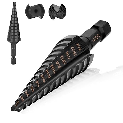 M35 Step Drill Bits for Metal, 1/8" to 1/2", Cobalt Bit, Heavy Duty for Stainless Steel,Hard Steel, Aluminum, Copper, Wood, 13-Steps, Z18-205
