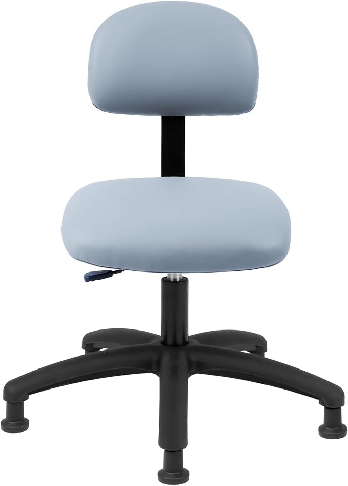 Chair Master FSS Series Square seat Low (17"-23") seat Height Chair. Vinyl-for Office, Garage, Desk, Shop, Computer, Doctor, Medical, Easy to Clean! NO Footring (Gray, Low, Glides)