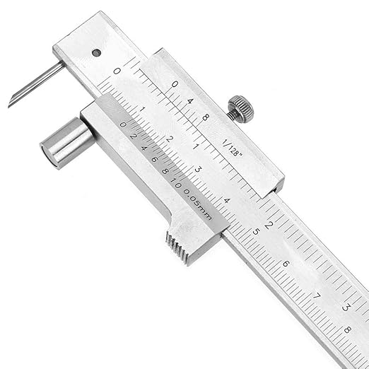 200mm Vernie Scribing Caliper, 8inr Stainless Sheet Metal Scribe Tool, ±0.05mm Accuracy Parallel Cross Caliper Gauges, Metal Marking Tool with PU Leather Bag for Industry Marking