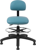 Chair Master FSS Series Square seat Mid-Stool (19"-27") seat height chair. Fabric Vinyl-for Office, Garage, Desk, Shop, Computer, Doctor, Medical, Easy to Clean! 18" Footring (Aqua, Mid Stool, Glides)