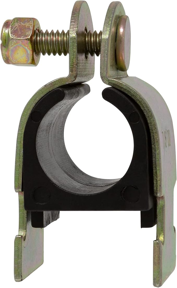 Rubber Cushion Strut Clamp 3/4" NOM (7/8" OD) for Mounting Copper Piping, PEX Pipe, CVPC Tubing to Strut Channels [5 Pack] Yellow Chromate Zinc
