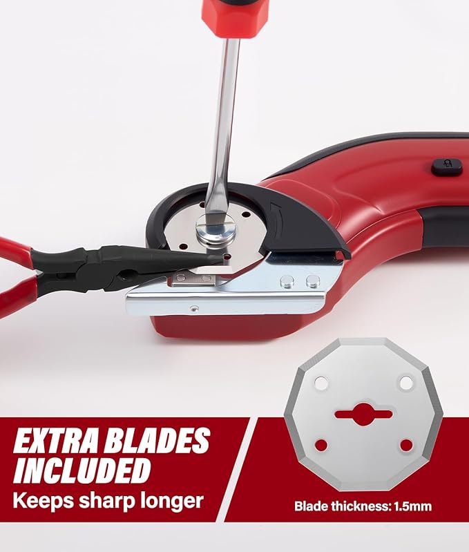 HK Cordless Electric Scissors, Rechargeable Cardboard Cutter, 4V Upgrade Motor Electric Box Cutter with 2 Blades & Safety Lock, Powerful Cutting for Cardboard Box, Plastic, Leather