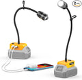 LIVOWALNY 2PCS LED Work Light Compatible with Dewalt 20V Battery, 20W 2000LM LED Flood Light, 12" Flexible Gooseneck, Flashlight with USB-A & Type-C Charging Port, Low Voltage Protection (No Battery)