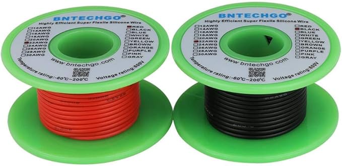BNTECHGO 22 Gauge Silicone Wire Spool red 50ft and Black 50ft Flexible 22 AWG Stranded Tinned Copper Wire