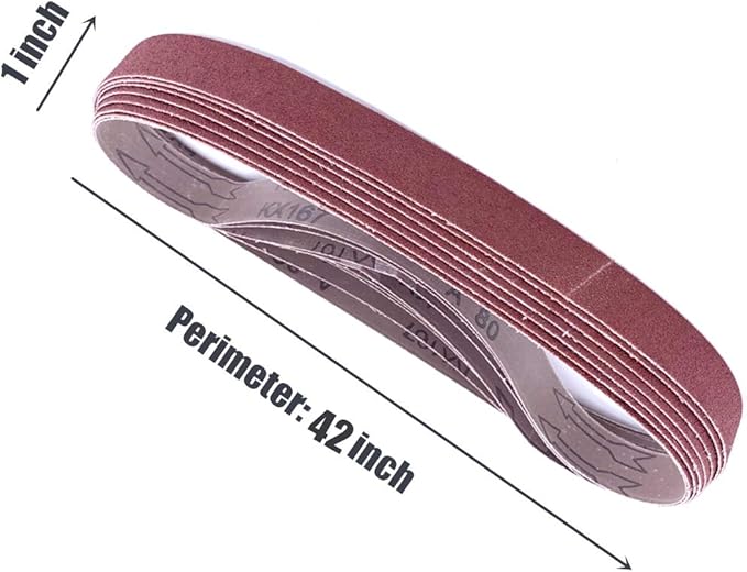 21 Pack 1x42 Inch Sander Belts - 3 Pcs Each of 40 60 80 120 180 240 400 Grits Assortment Aluminum Oxide Sanding Belts for Belt Sander