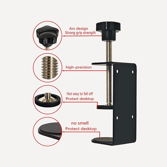 3 inch C-Clamp with Four Small Holes in the back, 4-Pack Adjustable Desk C Clamps for Range 0.35"~3.37", Versatile Clamp for Brake, Parts Assembly, Fastening, Welding, Woodwork, Metal Work
