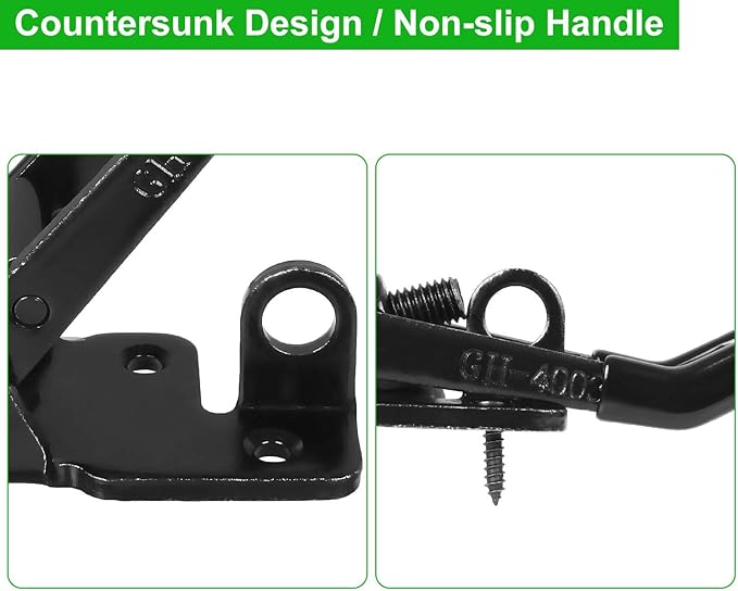 4PCS Toggle Latch Clamp 660 lbs Adjustable Toggle Latch Black Toggle Clamp GH-4003 Lockable Quick Release Pull Latch Hasp Metal Draw Latch for Door, Box Case Trunk, Smoker Door, Jig