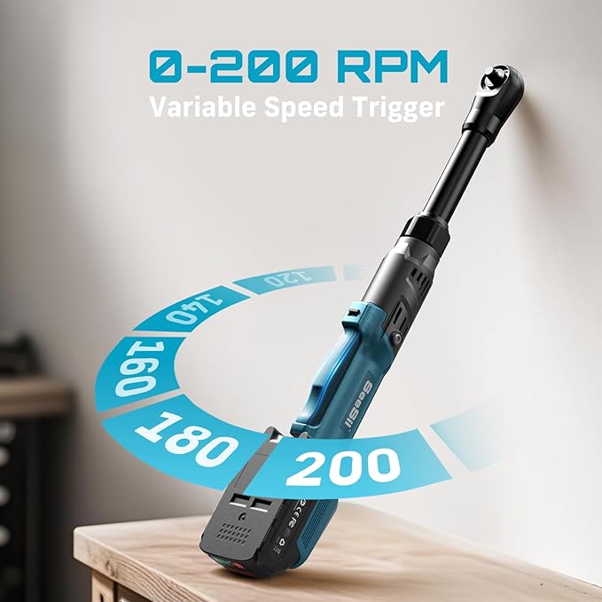 Extended Cordless Electric Ratchet Wrench: 66 Ft-lbs Power Ratchet Wrench 3/8", Brushless Motor, Variable Speed Trigger, 2 Pack 21V Batteries & Charger, 8 Sockets, 1/4"& 1/2" Adapter, 3" Extension Bar