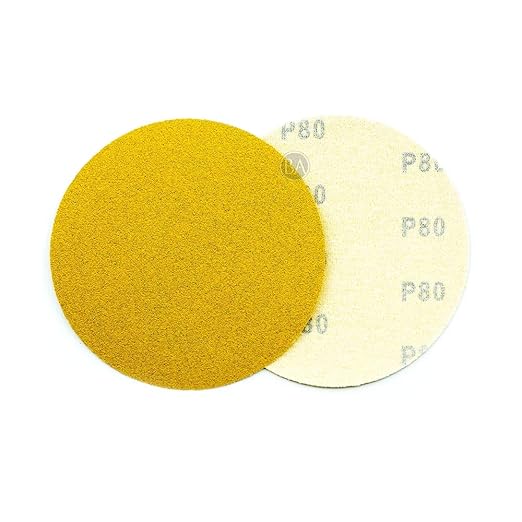 Benchmark Abrasives 5" Premium Aluminum Oxide Stearated Gold No Holes Hook and Loop Discs for Sanding of Metals Non-Ferrous Metals Wood Plastic Fiberglass (Pack of 50) - 40 Grit