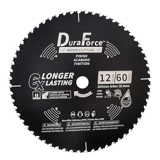 12-Inch 60-Tooth Professional Finish ATB Saw Blade with DuraGuard Anti-Stick for Miter and Table Saws (DF1200SP60)