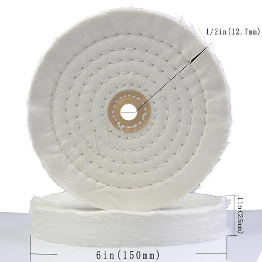 𝐋𝐮𝐨 𝐤𝐞 6'' 70 Ply Cotton Buffing Wheel - 1/2'' Arbor Premium Cloth Abrasive Cotton Polishing Buffing Wheels for Bench Grinder