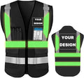 YOWESHOP High Reflective Visibility Safety Vest Custom Your Logo Safety Workwear with Reflective Strips and Pockets
