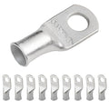 SELTERM 10pcs 4 AWG-5/16 Stud (Wide Pad) Tinned Copper Wire Lugs, Heavy Duty Battery Cable Ends,4 Guage Ring Terminals, UL Battery Lugs Marine Grade Copper Eyelets Battery Terminal Connectors