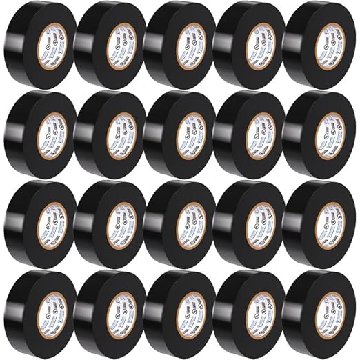 OHLECTRIC Professional Grade Vinyl Electrical Tape (20 Pack) Black - 7 Mil Thick Flame-Retardant, Heat & Weather Resistant 3/4 Inch x 60 Feet | Ideal for Contractors & Electricians