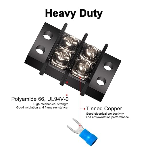 MILAPEAK Terminal Block - 2 Pack 2 Positions 200v-450v 20-30A Dual Row Screw Terminals Strip + 8 PCS Copper Wire Fork Connectors