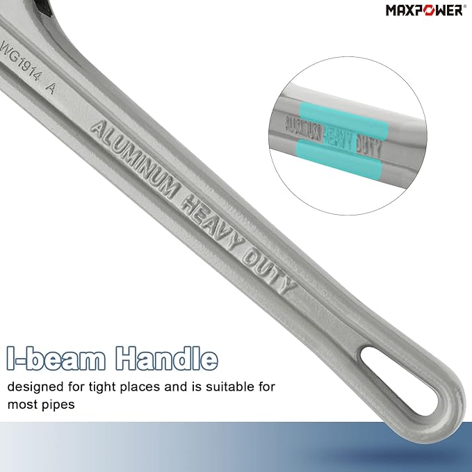 MAXPOWER Pipe Wrench Set 10" 14" 18", Aluminum Plumber Wrenches, Straight Plumbing Wrench
