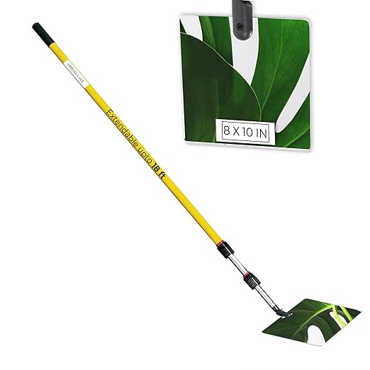 Inspection Mirror - Telescoping Heavy Duty, Lightweight & Durable, 6 ft - 18 ft Pole, 8 x 10 inch Acrylic Mirror