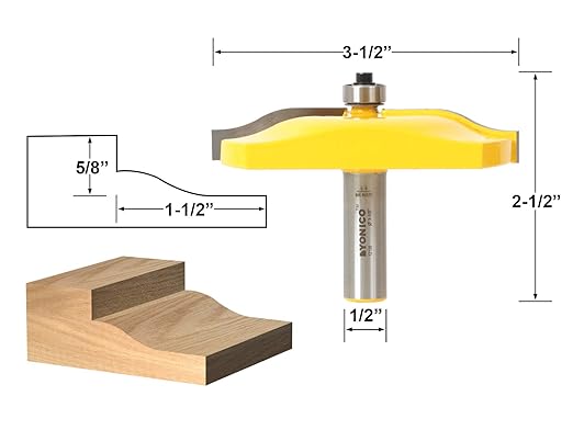 YONICO Raised Panel Cabinet Door Router Bits 3-1/2-Inch Diameter Ogee 1/2-Inch Shank 12138