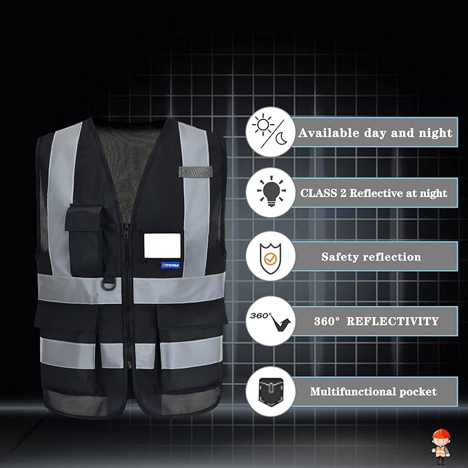 A-SAFETY High Visibility Vest construction vest black