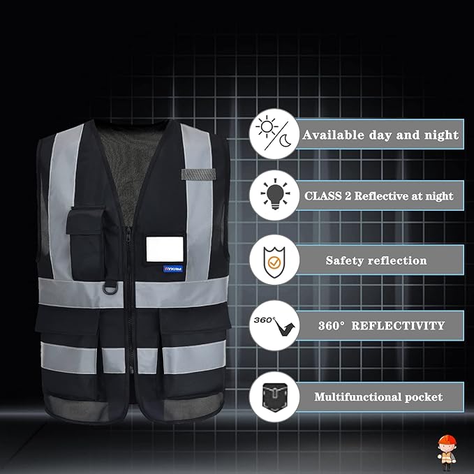 A-SAFETY 4XL 5XL black safety vest