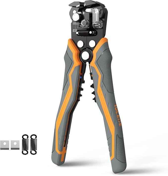 Automatic Wire Stripper, 3 in 1 Stripper/Cutter/Crimping Heavy Duty Multi-function Wire Strippers Tool for 8-18 AWG Electrical Wire, Comes with Replaceable Stainless Steel Blades & Springs, 8 Inch