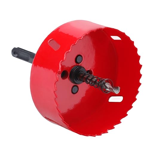 4-1/4 inch / 108mm Hole Saw with 1 pc SDS Plus Arbor and 1 pc Hex Shank Arbor, HSS Bi-Metal Hole Drilling Cutter for Wood Boards Plastic and Thin Metal (4-1/4 inch / 108mm)