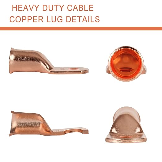 10pcs 4/0 AWG-5/16”(M8) Ring Terminals 0000 Gauge Copper Wire Lugs Battery Cable Ends Heavy Duty Battery Cable Terminal Connectors