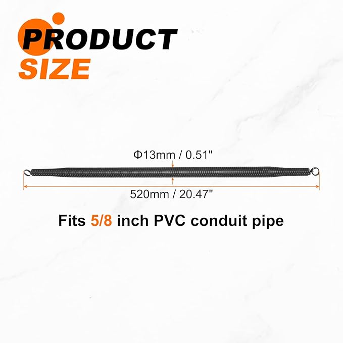 HARFINGTON PVC Spring Tube Bender 13mm OD 520mm Long C Type Conduit Pipe Bender Bending Spring for Pipe Bending Devices in Home Hydropower, Black